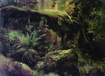 Gehölz Werke - Steine im Wald valaam 1860 klassische Landschaft Ivan Ivanovich Bäume